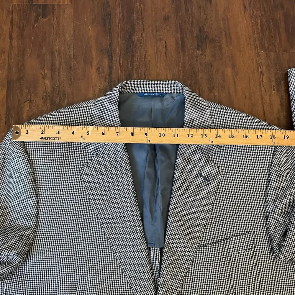 CANALI Blazer Jacket Houndstooth Silk Wool Sport Coat Business Preppy